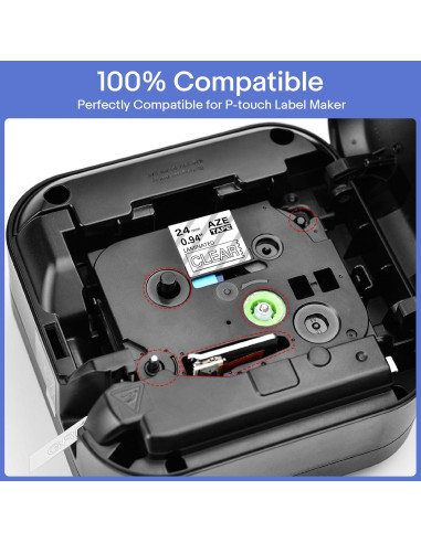 Cinta de Etiqueta Greencycle TZe-155 24mm Blanco Transparente 2-Pack