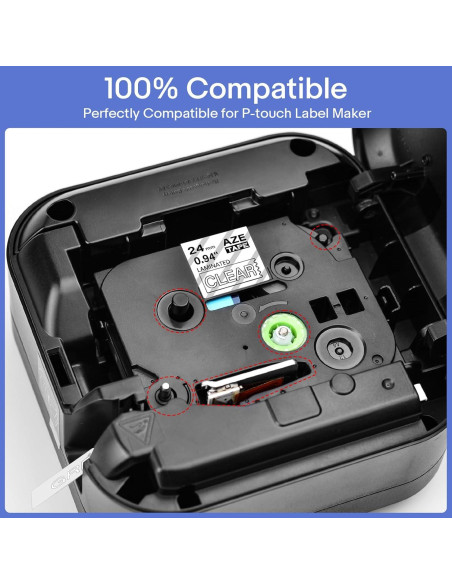 Cinta de Etiqueta Greencycle TZe-155 24mm Blanco Transparente 2-Pack