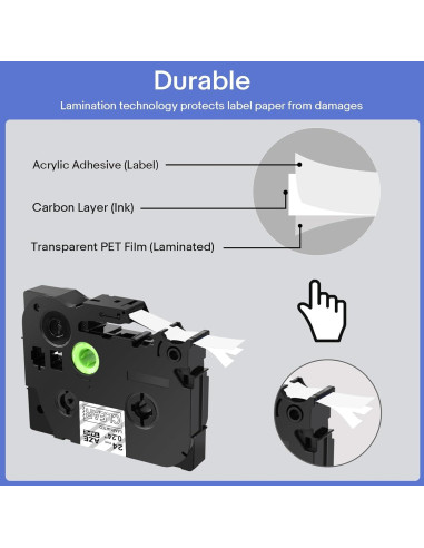 Cinta de Etiqueta Greencycle TZe-155 24mm Blanco Transparente 2-Pack