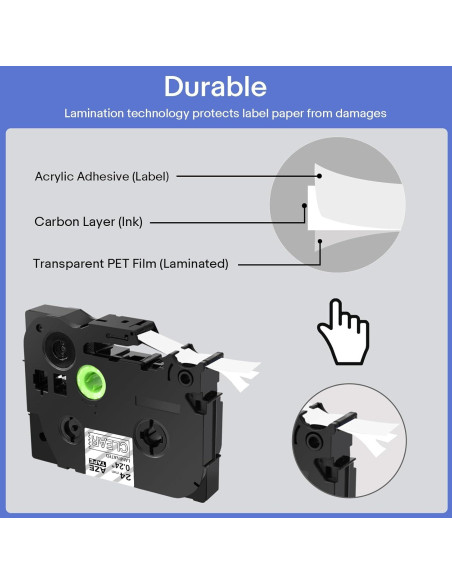 Cinta de Etiqueta Greencycle TZe-155 24mm Blanco Transparente 2-Pack
