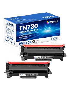 Cartuchos de Tóner Negro VIHAN TN730 Reemplazo para Brother (2 Pck)
