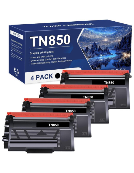 Cartucho de Tóner Negro TN850 Alto Rendimiento 4-Pack para Brother