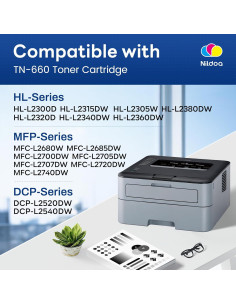 Cartucho de Tóner Nildoa TN660 Negro Alto Rendimiento 2PK 2