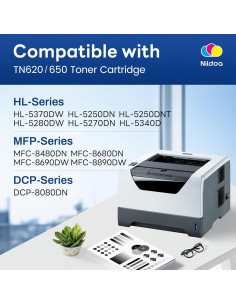 Cartucho de Tóner Negro Nildoa TN650 Paquete de 2 para Brother 2