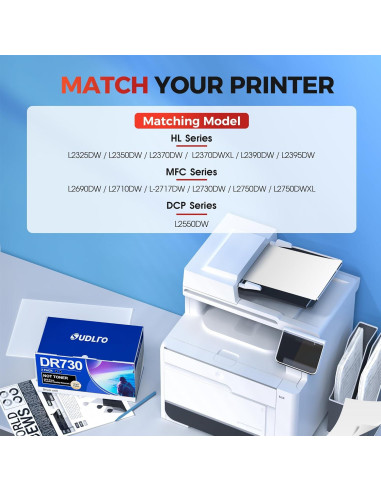 Tambor DR730 Compatible SUDLTO para Brother - 2 Paquetes, Negro