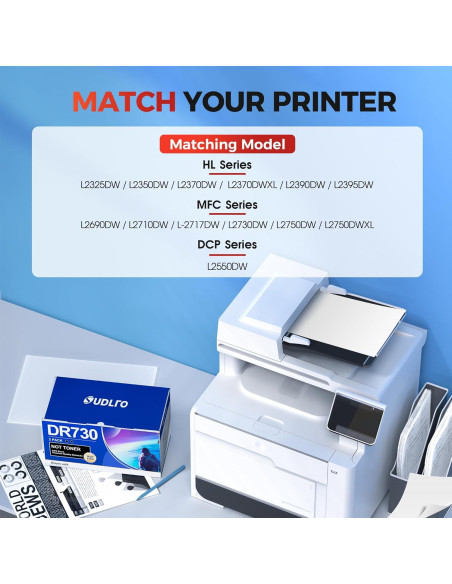 Tambor DR730 Compatible SUDLTO para Brother - 2 Paquetes, Negro