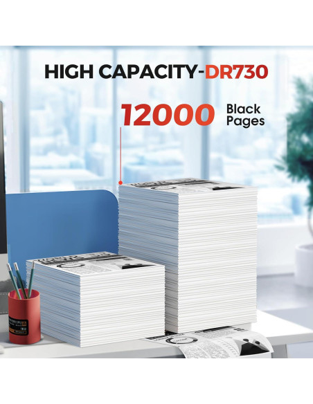 Tambor DR730 Compatible SUDLTO para Brother - 2 Paquetes, Negro