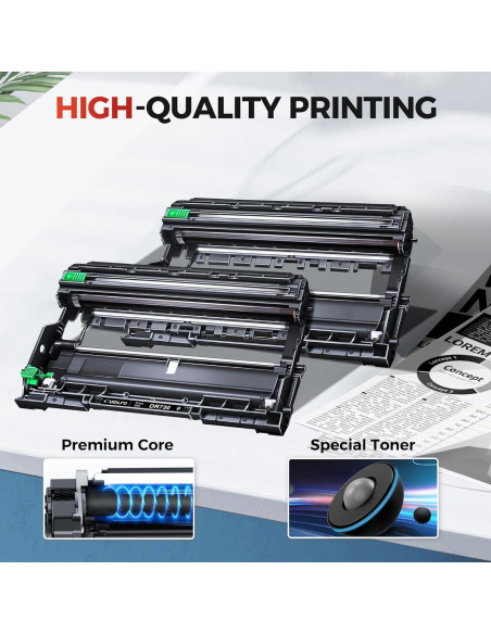 Tambor DR730 Compatible SUDLTO para Brother - 2 Paquetes, Negro