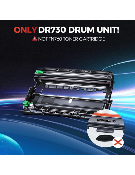 Tambor DR730 Compatible SUDLTO para Brother - 2 Paquetes, Negro