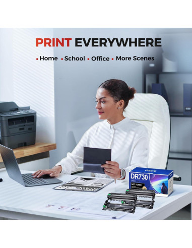 Tambor DR730 Compatible SUDLTO para Brother - 2 Paquetes, Negro