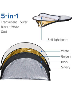 Reflector de Fotografía 5-en-1 Etekcity 60cm Plegable 2