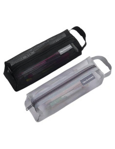Bolsa Cosmética de Malla GIDARY 2PCS Negro y Gris 21x7.5x6cm