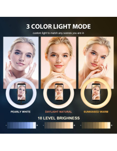 Anillo de Luz LED 10" O-studio con Trípode Ajustable 185cm 2