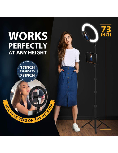 Anillo de Luz LED 10" O-studio con Trípode Ajustable 185cm