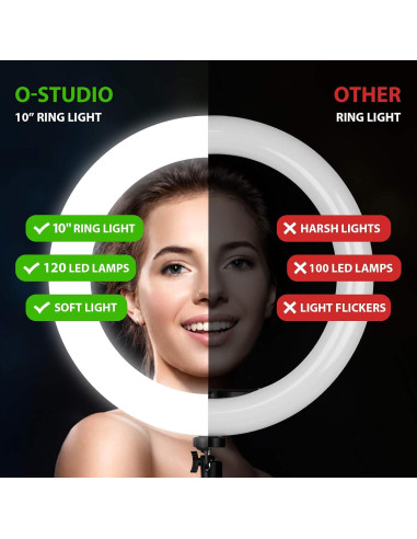 Anillo de Luz LED 10" O-studio con Trípode Ajustable 185cm