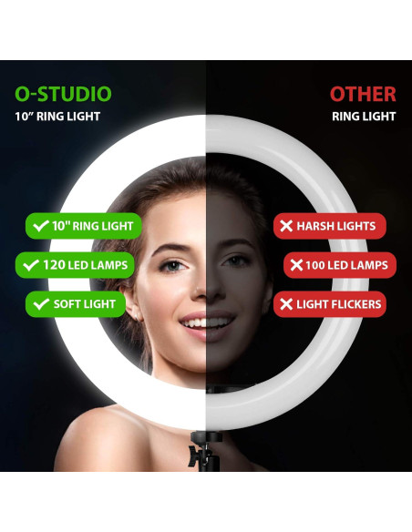 Anillo de Luz LED 10" O-studio con Trípode Ajustable 185cm