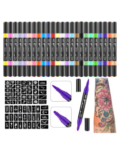 Marcadores de Tatuajes Temporales Ponhey - 24 Colores + 67 Plantillas