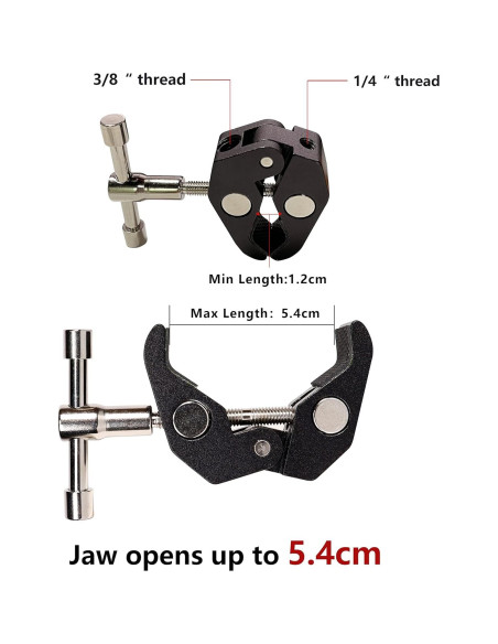 Super Clamp QYXINC 2 Pack con rosca 1/4 y 3/8 para fotografía