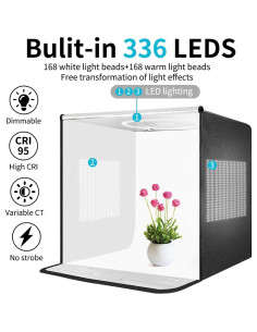 Caja de Luz de Estudio Fotográfico Depthlan 16x16" 336 LEDs CRI95+ 2