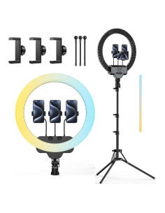 Kit Luz de Anillo 45W Zecti 18" Regulable 2700-6500K con Soporte