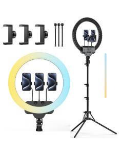 Kit Luz de Anillo 45W Zecti 18" Regulable 2700-6500K con Soporte 2