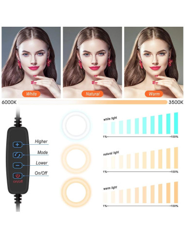 Luz de Anillo LED Dimmable Regal Signature G3 Rosa 30-58 cm