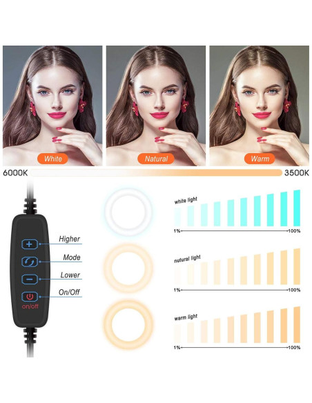 Luz de Anillo LED Dimmable Regal Signature G3 Rosa 30-58 cm