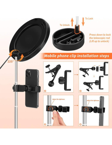 Luz de Anillo LED Dimmable Regal Signature G3 Rosa 30-58 cm