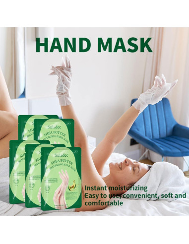 Mascarilla Hidratante para Manos SULADEC - Manteca de Karité y Leche de Cabra - 5 Pares