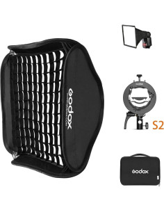 Kit Softbox Plegable Godox 80x80cm con Soporte S2 para Speedlite 2