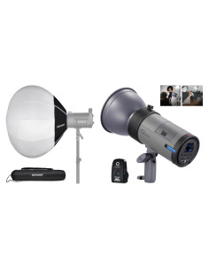 Flash Estudio NEEWER Q300 300Ws con Softbox 26" y Batería 7800mAh
