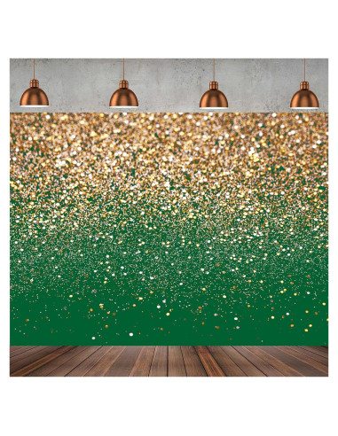 Fondo Fotográfico Vinilo 3x2.4m Verde y Dorado Hnzwbxg