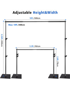 Kit Soporte Fondo Fotografía Ajustable 3.05m x 1.98m Metal 2