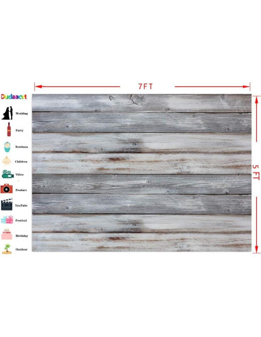 Telón de Fondo Fotográfico Dudaacvt 2.1x1.5m Madera Gris