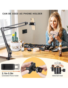 Soporte de Micrófono CAHAYA Brazo de Suspensión Negro CY0262-1 2