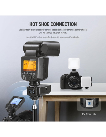Receptor Inalámbrico de Flash NEEWER QR 2.4G con Zapata Fría Receptor Inalámbrico de Flash NEEWER QR 2.4G con Zapata Fría