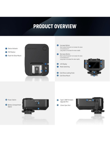 Receptor Inalámbrico de Flash NEEWER QR 2.4G con Zapata Fría