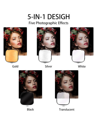 Reflector de Fotografía Selens 32 Pulgadas 5 en 1 Plegable