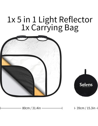 Reflector de Fotografía Selens 32 Pulgadas 5 en 1 Plegable