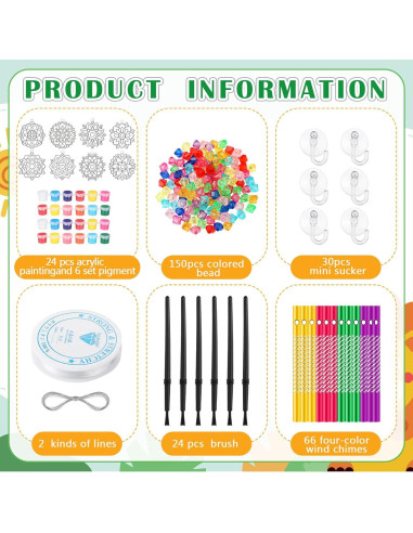 24 Kits de Arte Mandala VioraWhite - Atrapa Sol y Campanas de Viento