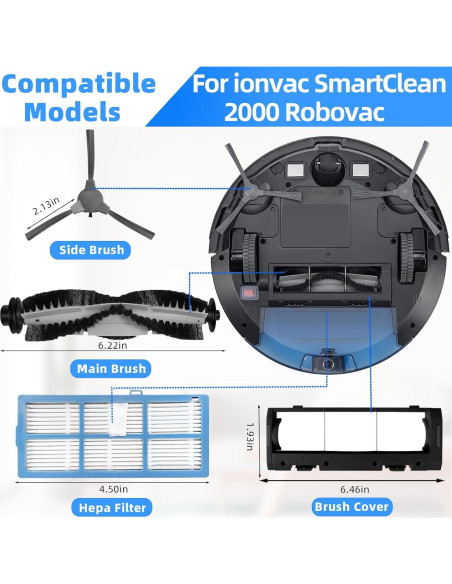 Kit de Accesorios HUIZHEN para Ionvac SmartClean 2000 - 2 Cepillos, 6 Filtros HEPA