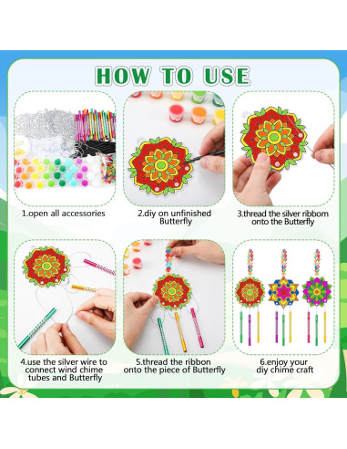 24 Kits de Arte Mandala VioraWhite - Atrapa Sol y Campanas de Viento