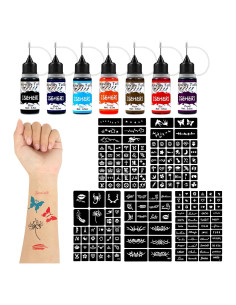 Kit de Tatuajes Temporales ISEHERI 7 Tintas y 183 Plantillas