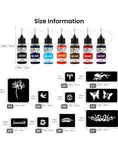 Kit de Tatuajes Temporales ISEHERI 7 Tintas y 183 Plantillas 2