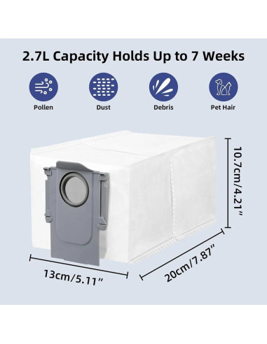 10 Bolsas de Polvo HACOBEST para Roborock Q Revo/S8 Max Ultra