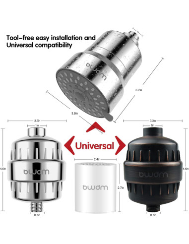 Cartucho de Filtro de Ducha BWDM Fórmula Mejorada 1 Unidad