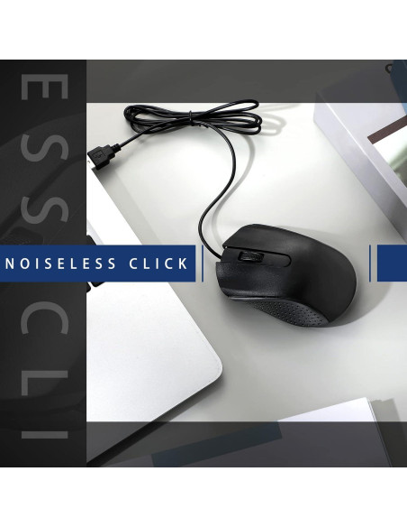 Hoteam Ratón de Computadora con Cable USB Ergonómico Negro - 12 Pcs