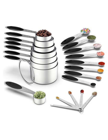 Juego de Tazas y Cucharas Medidoras Wildone - 21 Piezas Acero Inoxidable