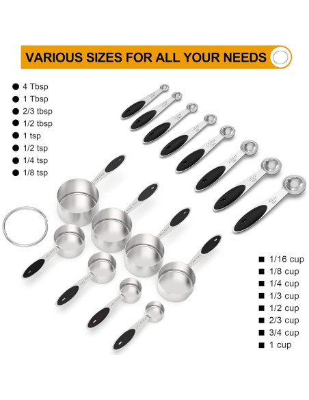 Juego de Tazas y Cucharas Medidoras Wildone - 21 Piezas Acero Inoxidable