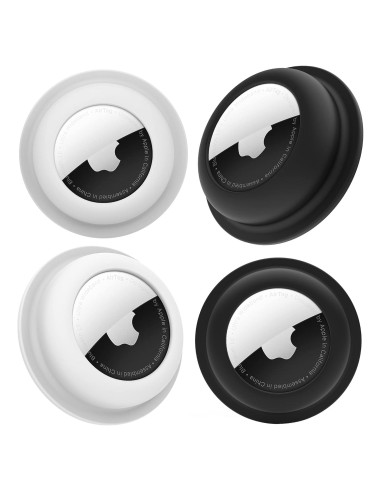 Funda Adhesiva para AirTag CITYWAY - 4 Silicona (2 Negro + 2 Blanco)